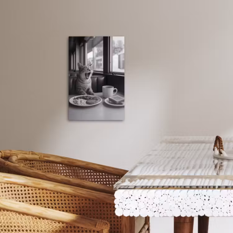 Tableau sur toile - Chat - Café - Pain - Noir — 1