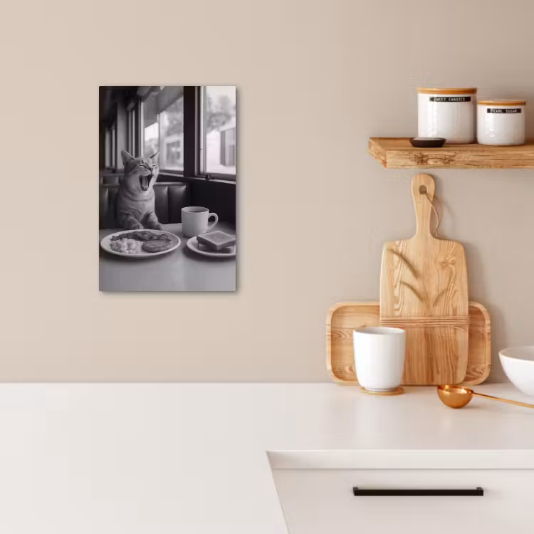 Tableau sur toile - Chat - Café - Pain - Noir — 4