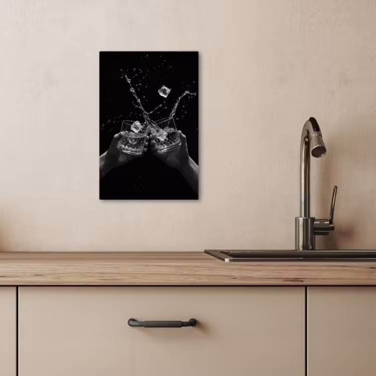 Tableau sur toile - Verres Whicky - Ice - Splashes - Noir — 4