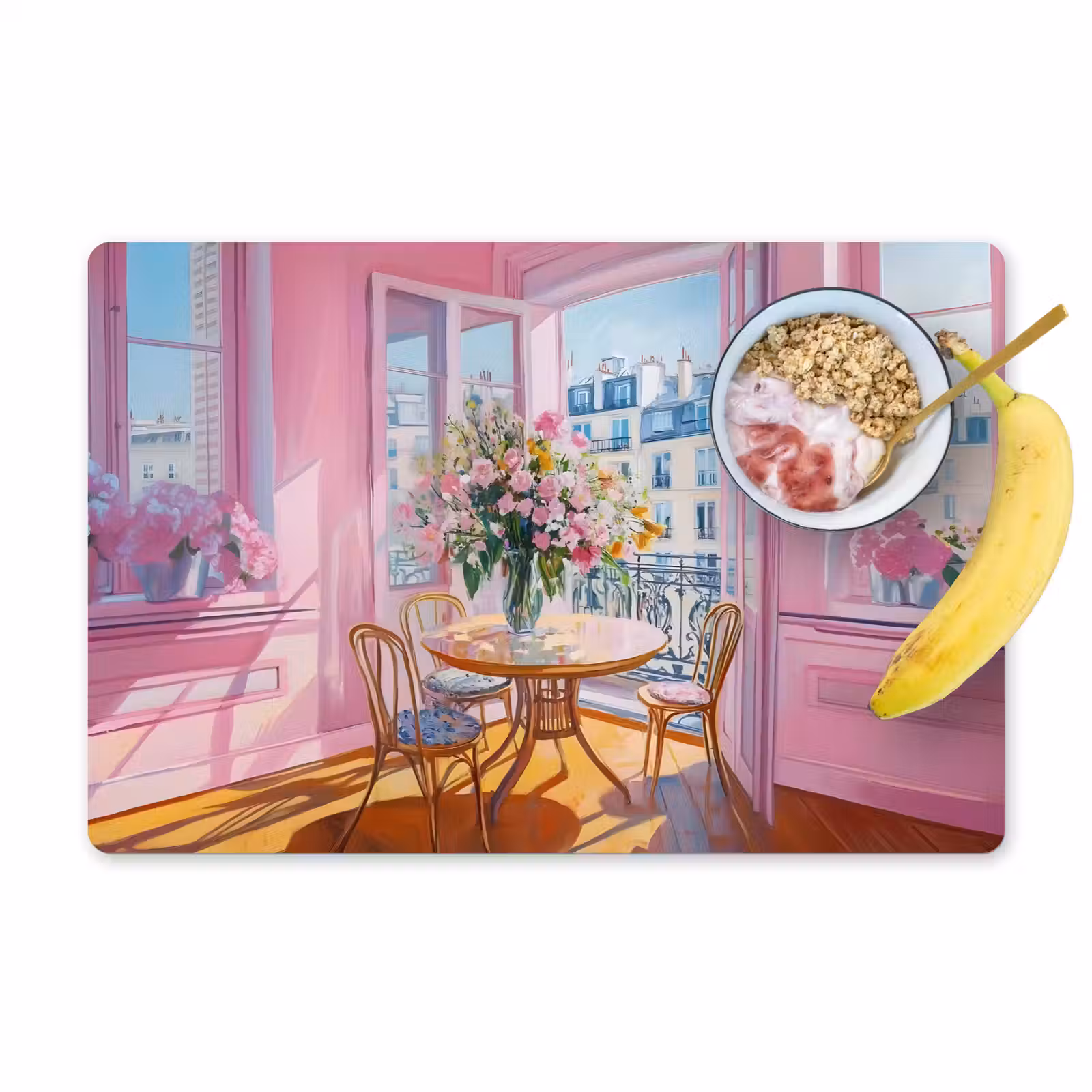 Sets de table en vinyle - Rose - Ville - Fleurs — 1