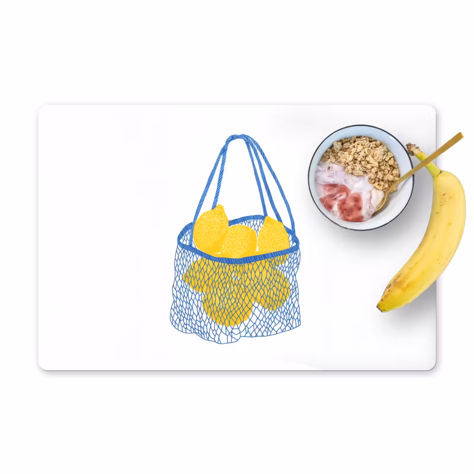 Sets de table en vinyle - Sac - Bleu - Citrons - Illustration — 1