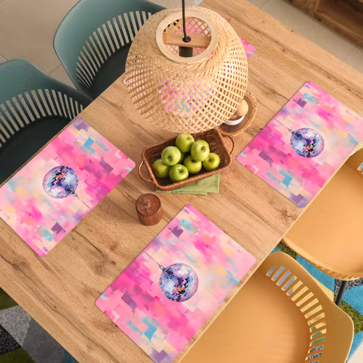 Sets de table en vinyle - Discoball - Rose - Peinture — 3