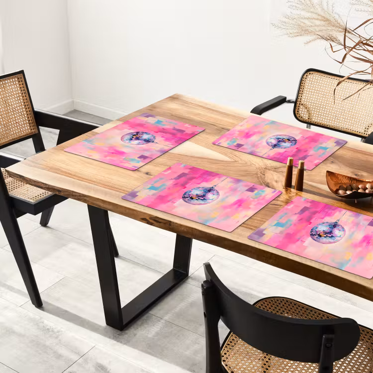 Sets de table en vinyle - Discoball - Rose - Peinture — 4