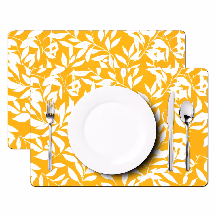 Sets de table en vinyle - Feuilles - Branches - Jaune — 2
