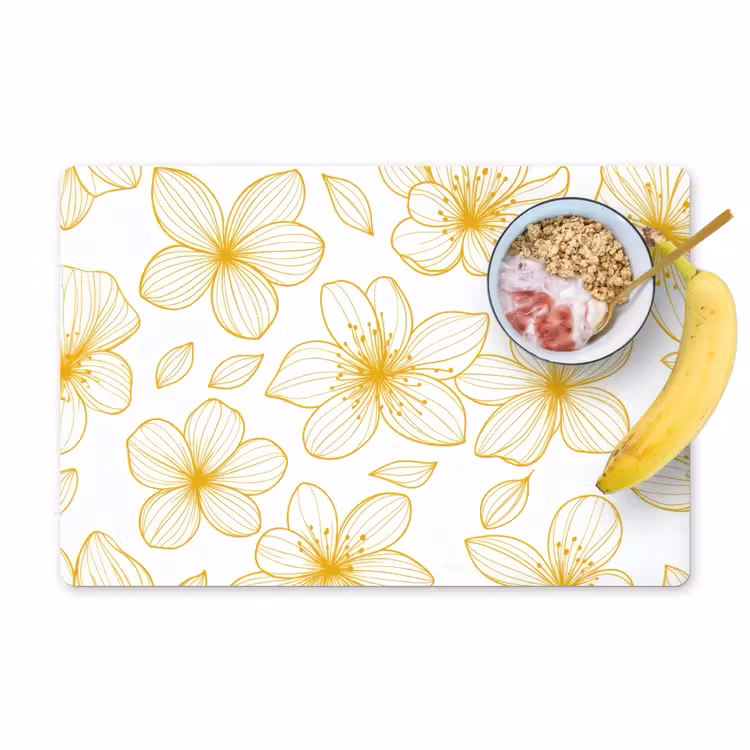 Sets de table en vinyle - Fleurs - Motif - Illustration - Jaune — 1