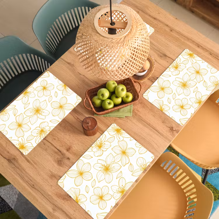 Sets de table en vinyle - Fleurs - Motif - Illustration - Jaune — 3