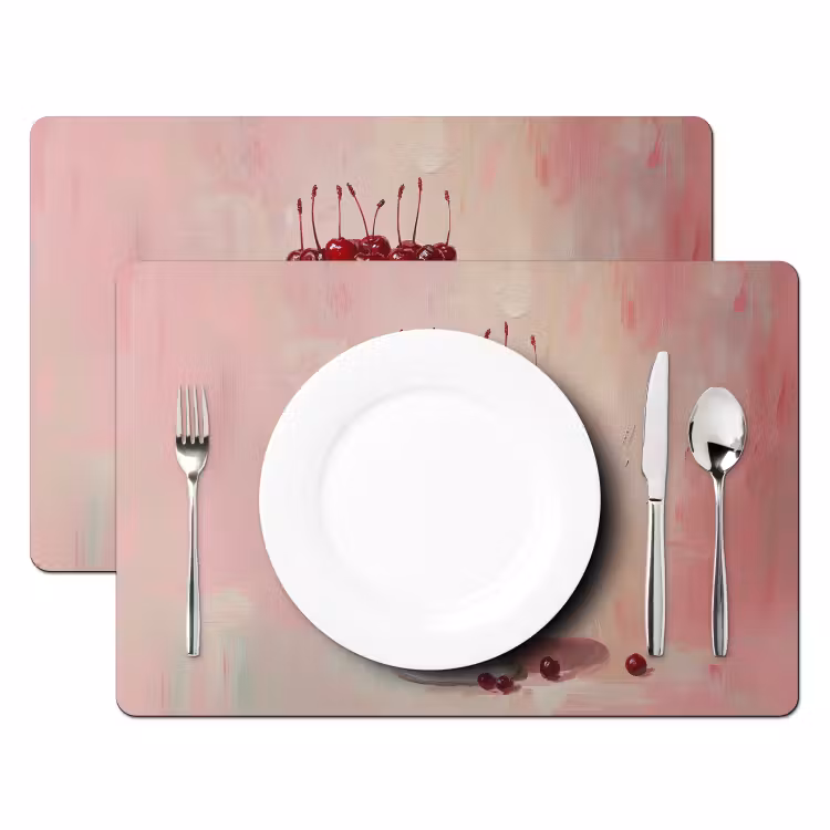 Sets de table en vinyle - Gâteau - Rose - Cerise — 2