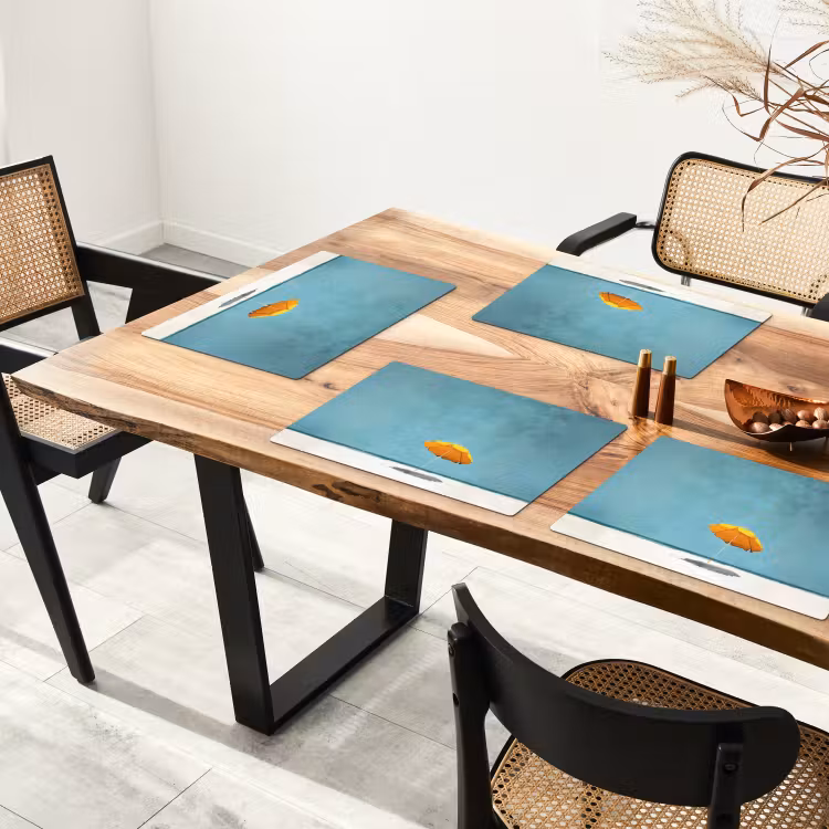 Sets de table en vinyle - Parasol - Jaune - Plage - Mer — 4
