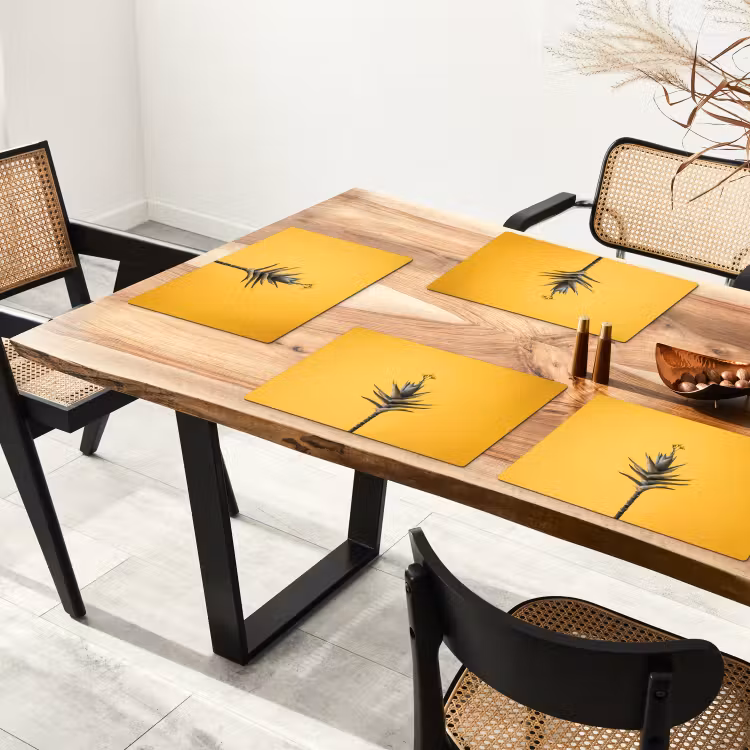 Sets de table en vinyle - Plante - Minimaliste - Fleur - Jaune — 4