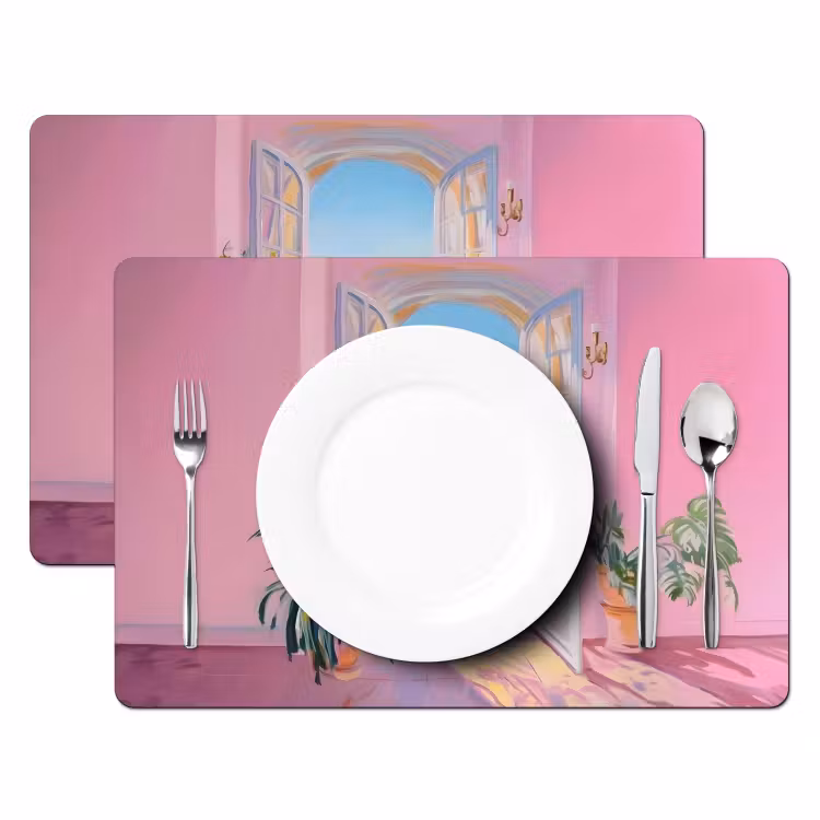Sets de table en vinyle - Rose - Extérieur - Peinture — 2