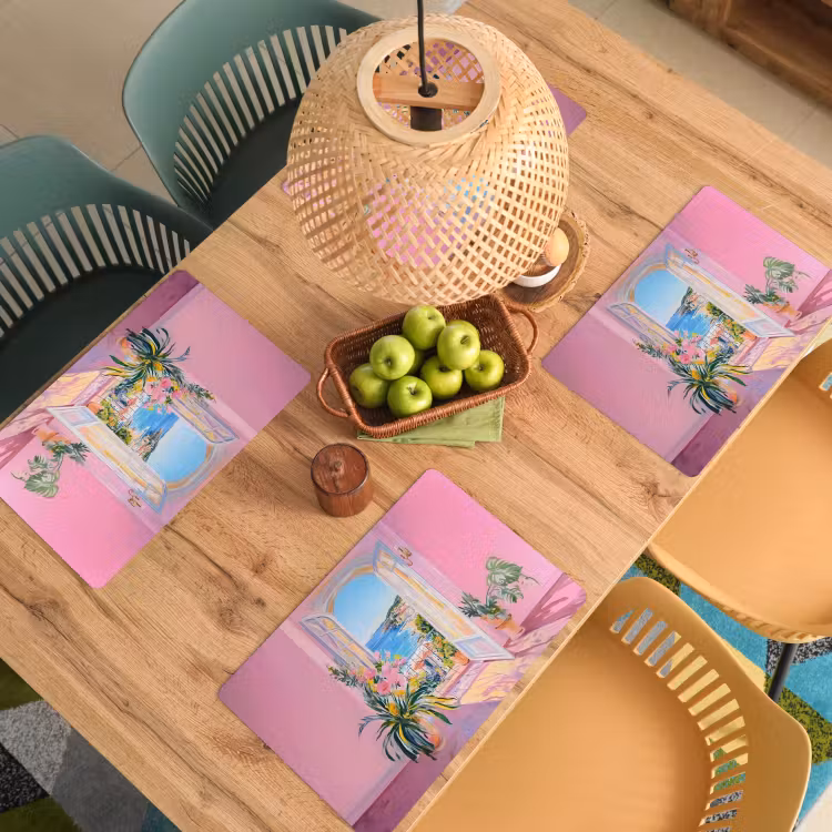 Sets de table en vinyle - Rose - Extérieur - Peinture — 3