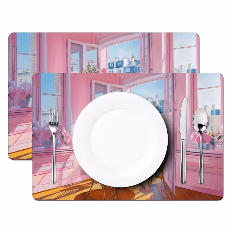 Sets de table en vinyle - Rose - Ville - Fleurs — 2