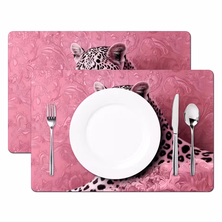 Sets de table en vinyle - Panthère - Deluxe - Rose — 2