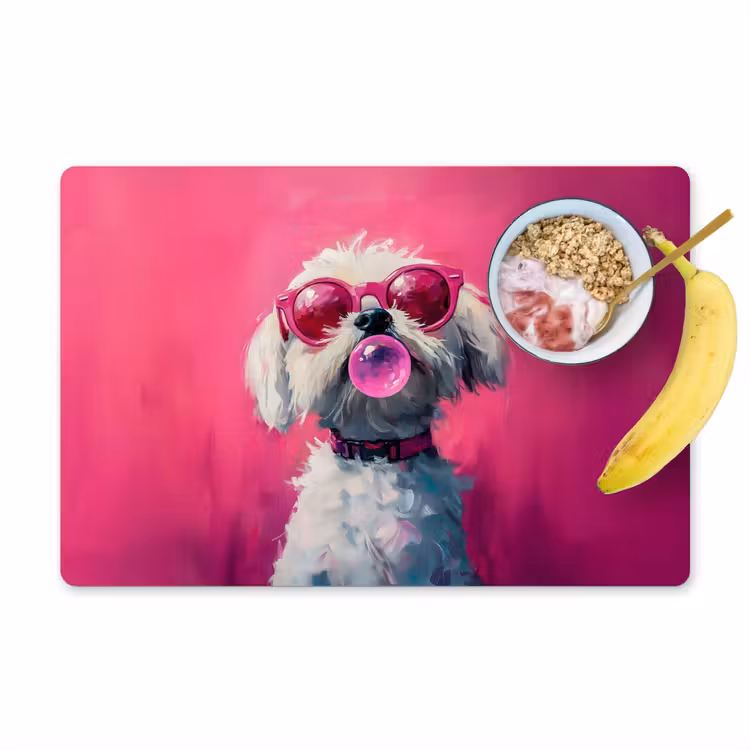 Sets de table en vinyle - Rose - Chien - Bulle — 1