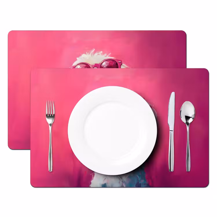 Sets de table en vinyle - Rose - Chien - Bulle — 2