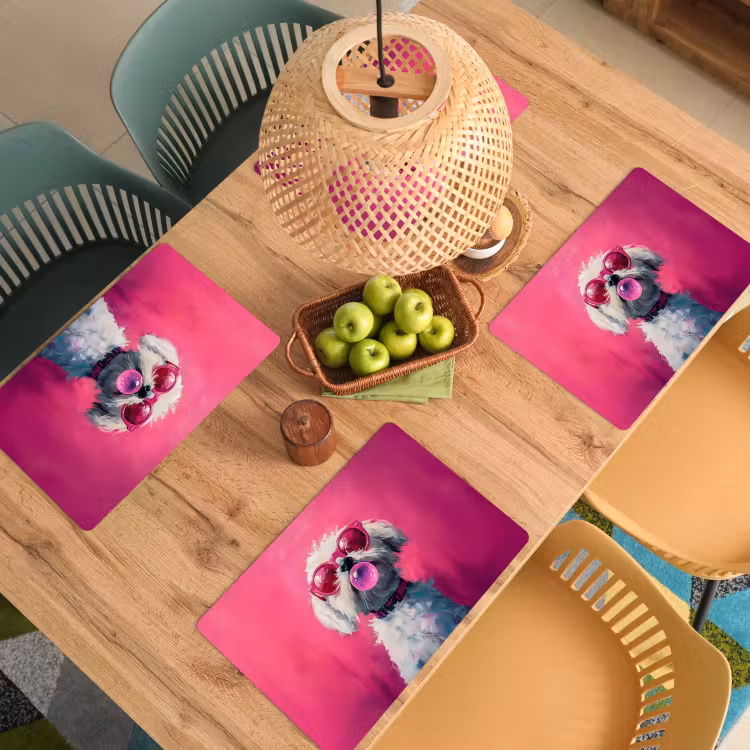 Sets de table en vinyle - Rose - Chien - Bulle — 3