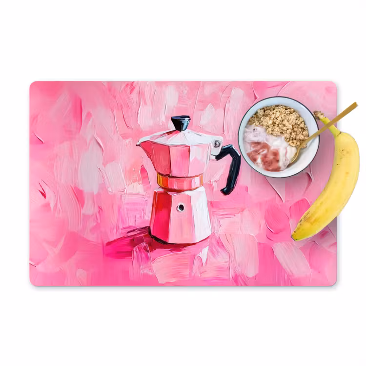 Sets de table en vinyle - Rose - Peinture - Café — 1