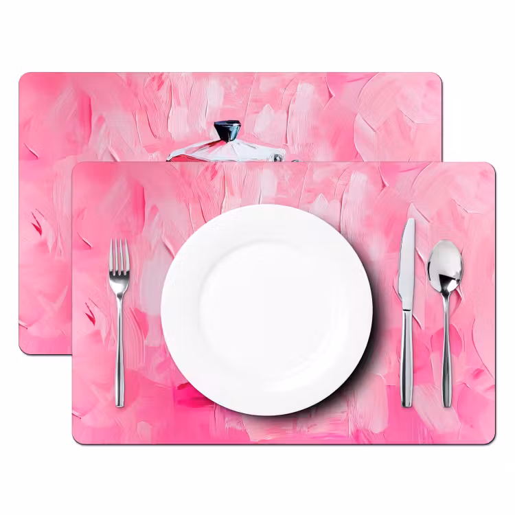 Sets de table en vinyle - Rose - Peinture - Café — 2