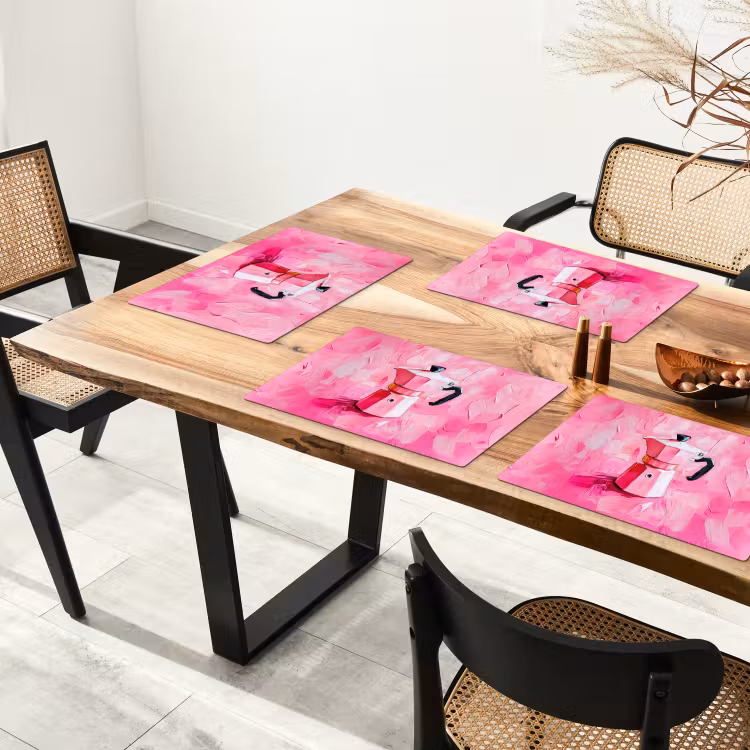 Sets de table en vinyle - Rose - Peinture - Café — 4