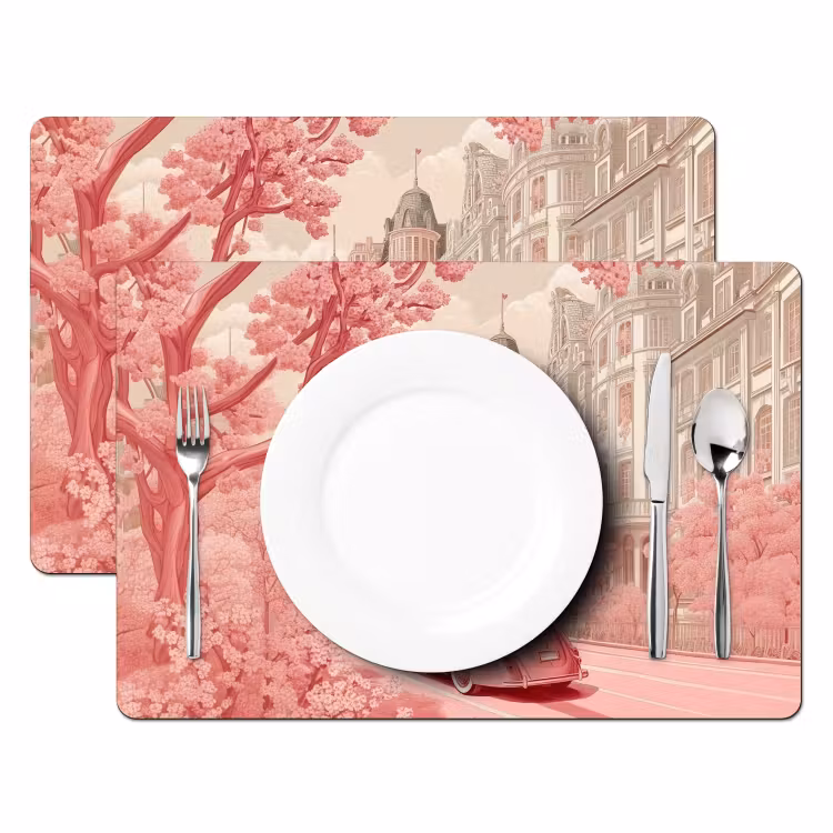 Sets de table en vinyle - Ville - Voiture - Rose — 2