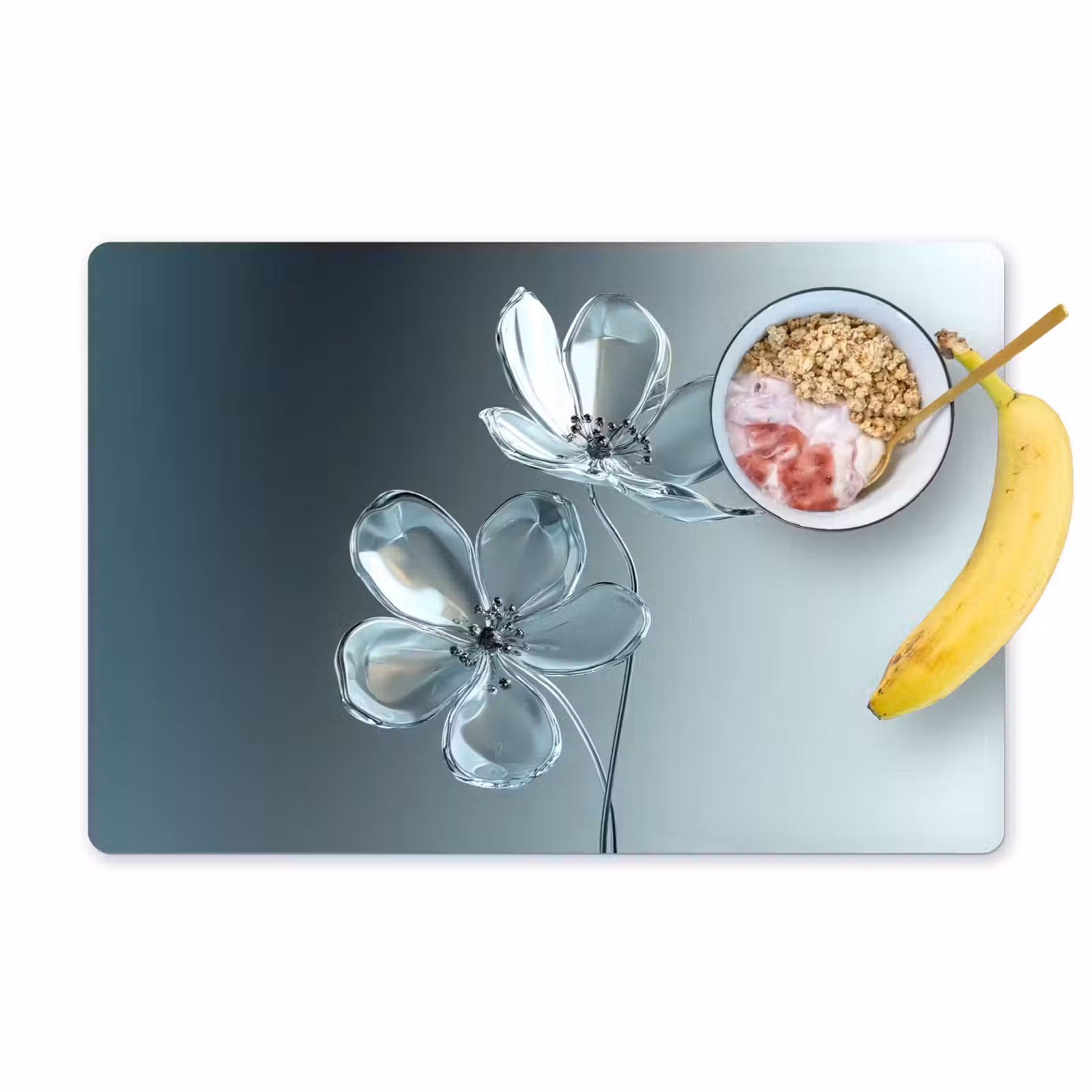 Sets de table en vinyle - Cristal - Fleurs - Gris — 1