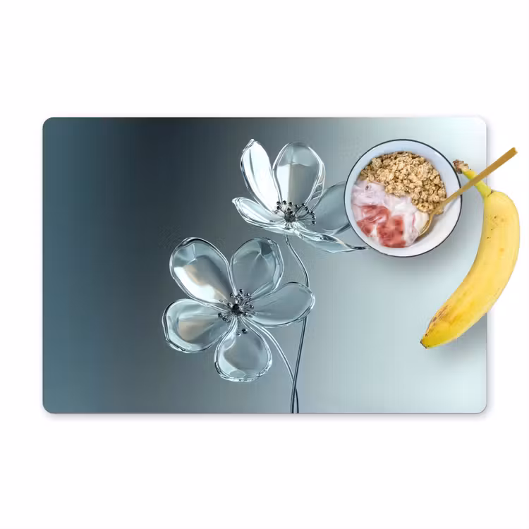 Sets de table en vinyle - Cristal - Fleurs - Gris — 1