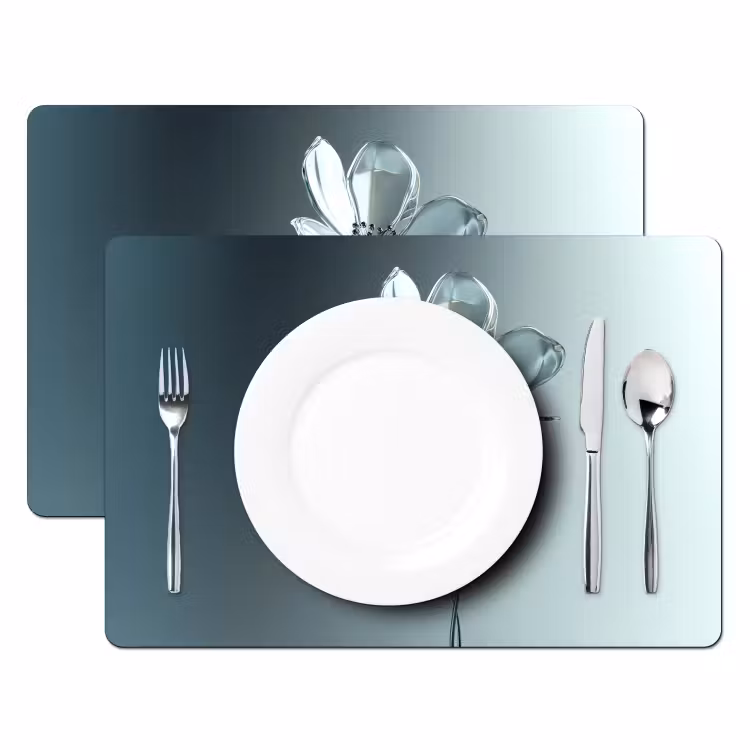 Sets de table en vinyle - Cristal - Fleurs - Gris — 2