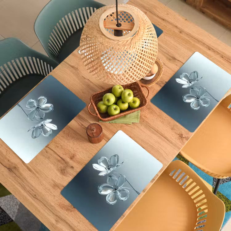 Sets de table en vinyle - Cristal - Fleurs - Gris — 3