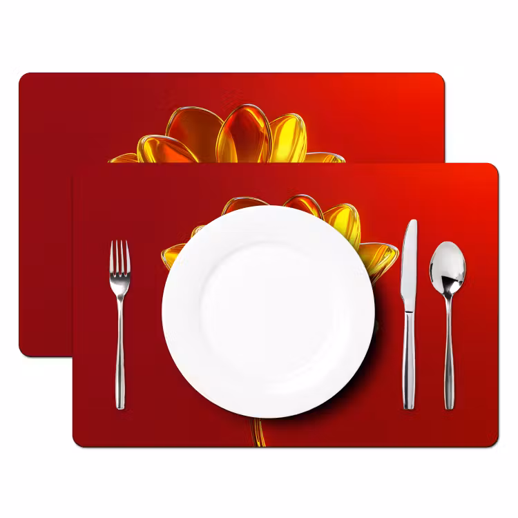 Sets de table en vinyle - Fleur - Or - Lunettes — 2