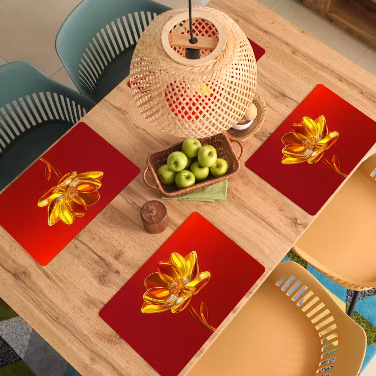 Sets de table en vinyle - Fleur - Or - Lunettes — 3