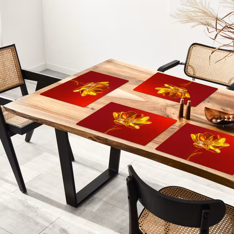 Sets de table en vinyle - Fleur - Or - Lunettes — 4