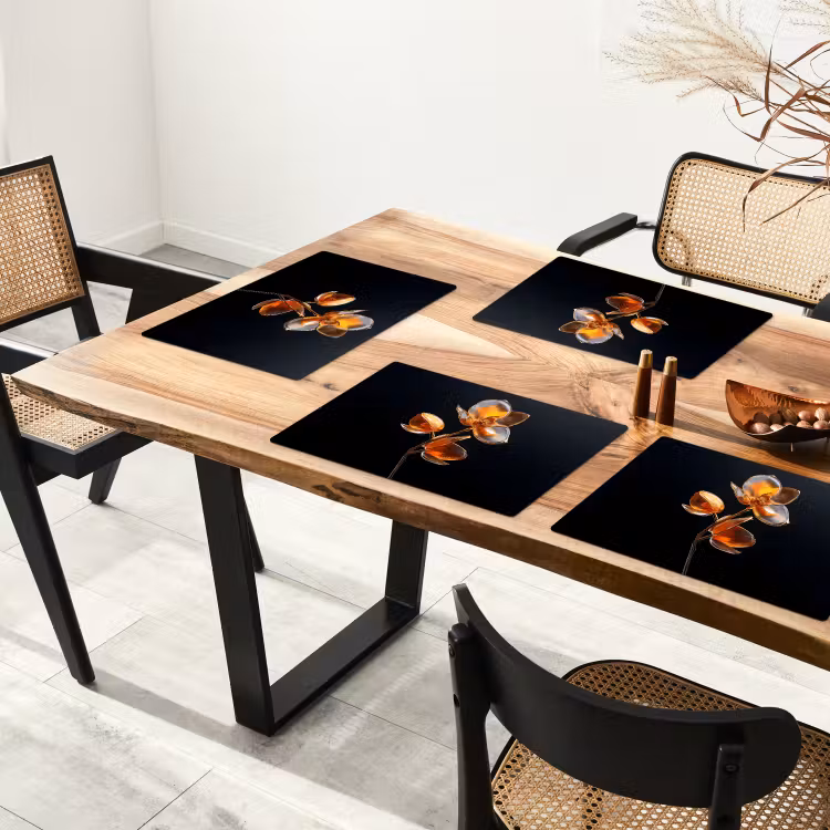 Sets de table en vinyle - Fleur - Orchidée - Orange — 4