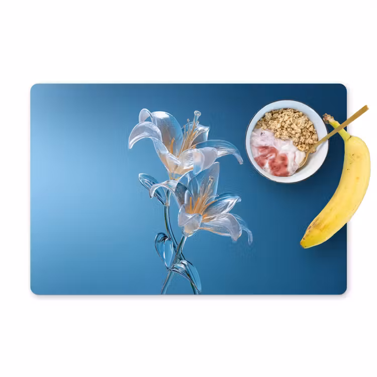 Sets de table en vinyle - Lys - Bleu - Verres — 1