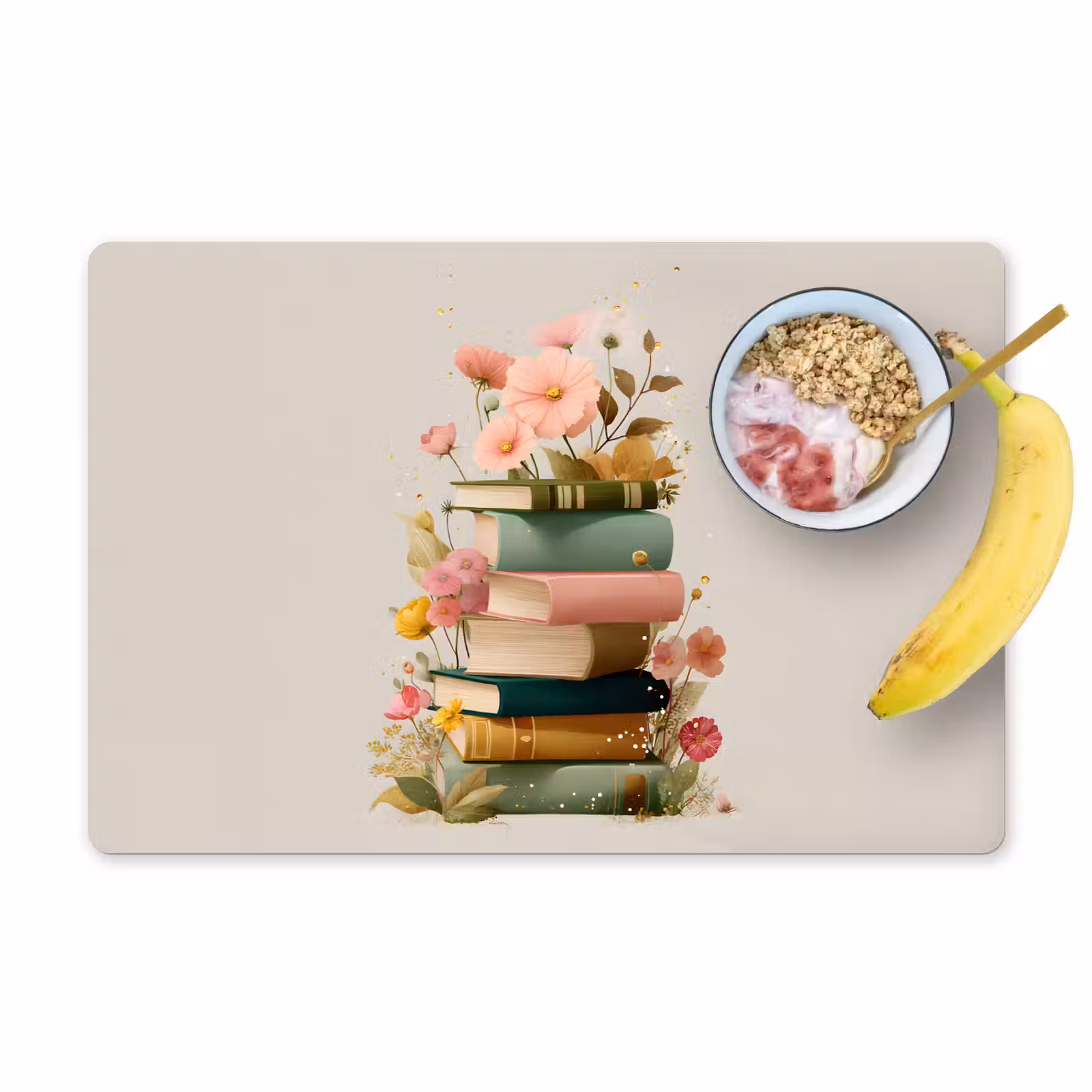Sets de table - Livres - Pile - Fleurs - Coloré — 1
