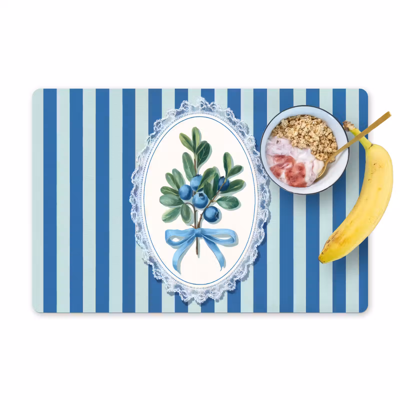 Sets de table - Illustration - Baies - Bleu - Rayures — 1