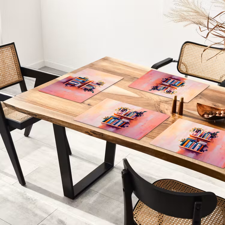 Sets de table - Étagères - Livres - Feuilles — 4