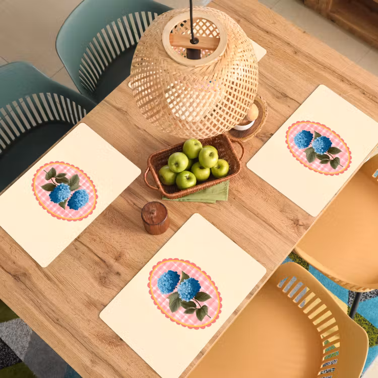 Sets de table - Fleurs - Bleu - Liste - Feuilles — 3