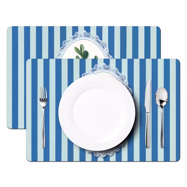 Sets de table - Illustration - Baies - Bleu - Rayures — 2