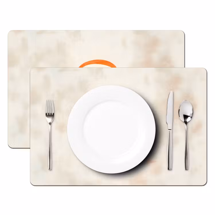 Sets de table - Théière - Vert - Fleurs - Orange — 2