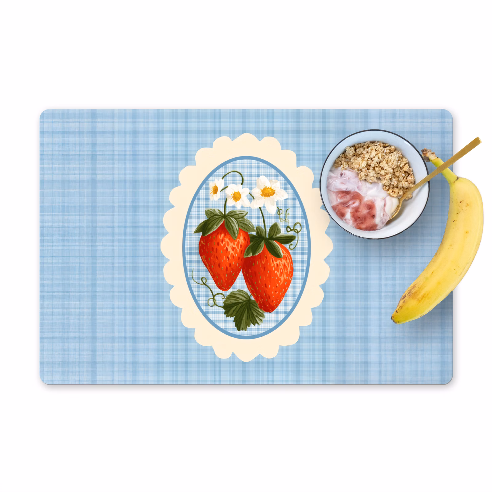 Sets de table - Fraises - Cadre - Rouge - Damier — 1