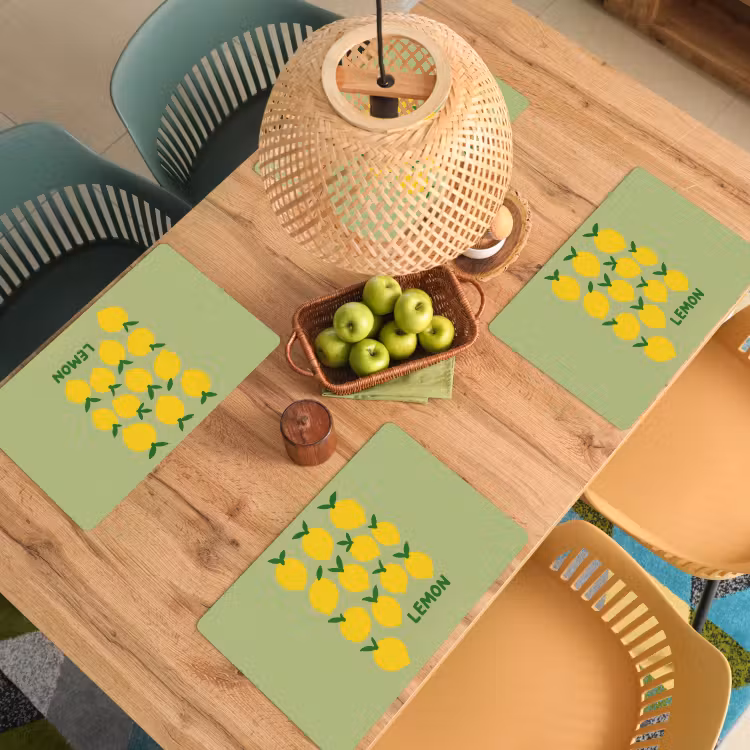 Sets de table - Citrons - Feuilles - Jaune - Motif — 3