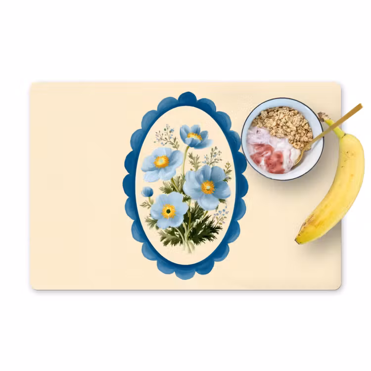 Sets de table - Liste - Fleurs - Bleu clair - Illustration — 1