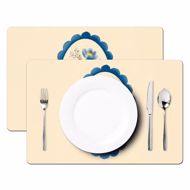 Sets de table - Liste - Fleurs - Bleu clair - Illustration — 2