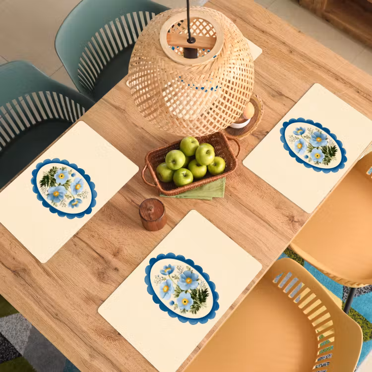Sets de table - Liste - Fleurs - Bleu clair - Illustration — 3