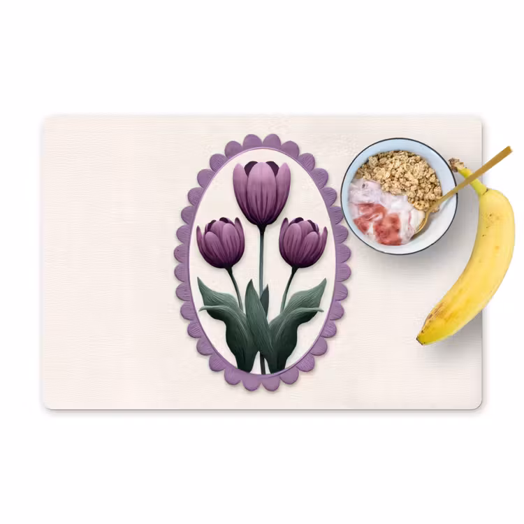 Sets de table - Tulipes - Pourpre - Liste - Feuilles — 1