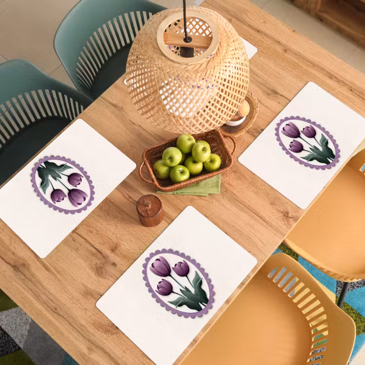 Sets de table - Tulipes - Pourpre - Liste - Feuilles — 3