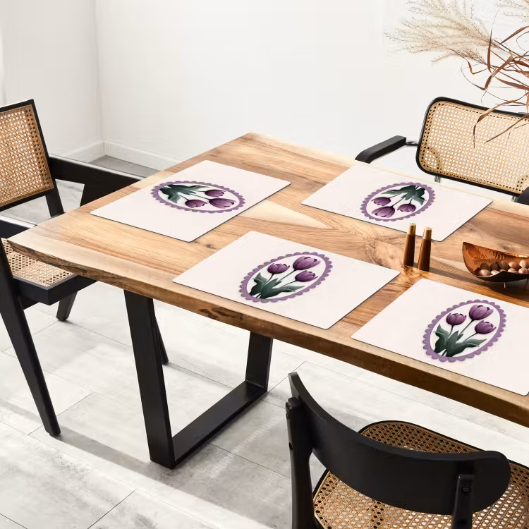 Sets de table - Tulipes - Pourpre - Liste - Feuilles — 4