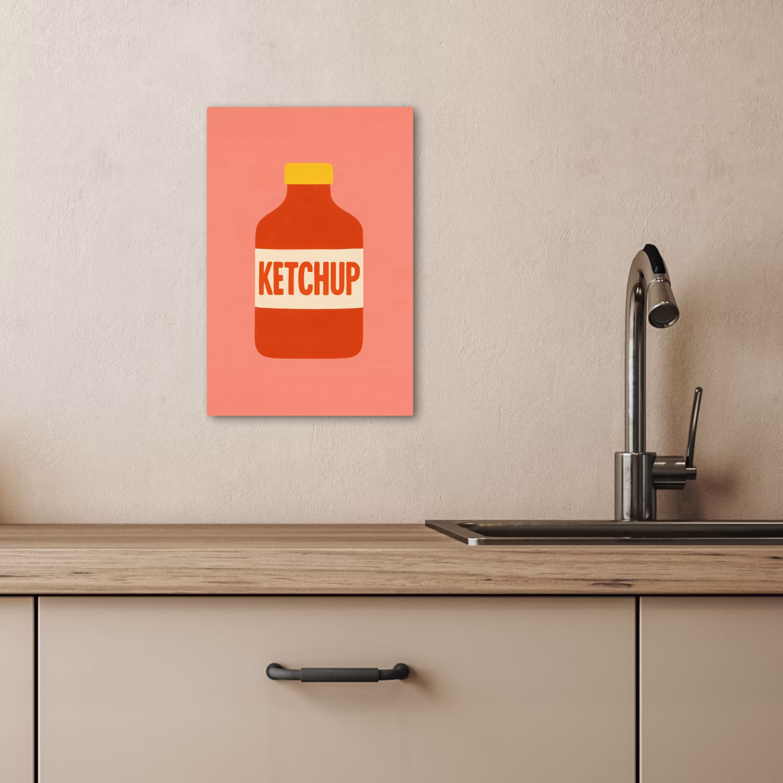 Tableau sur toile - Ketchup - Bouteille - Rouge - Minimaliste — 1