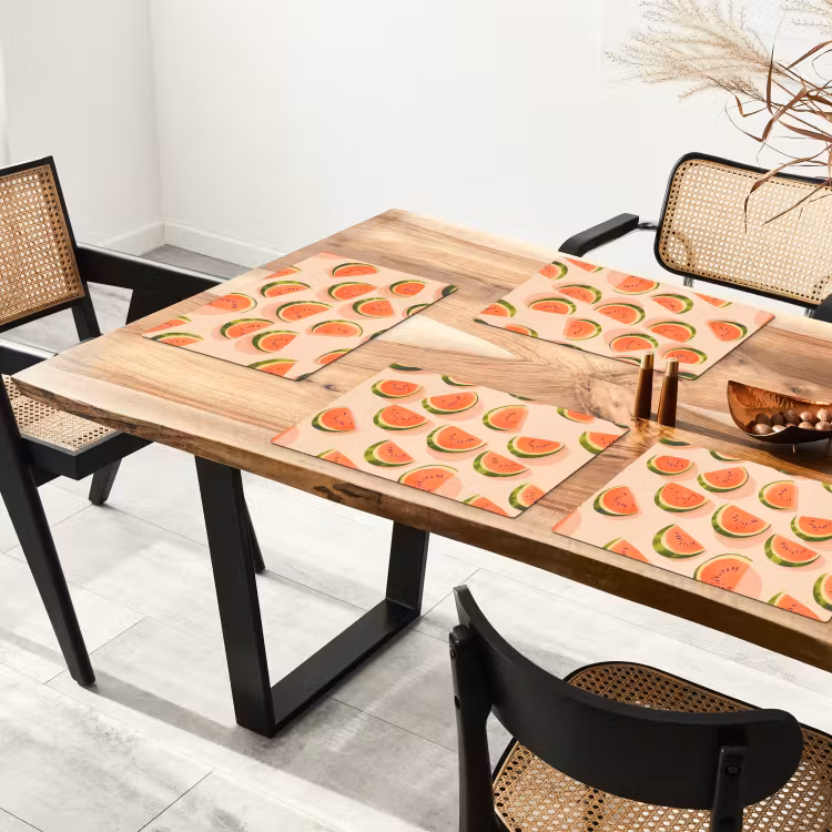 Sets de table - Pastèque - Tranches - Graines - Rouge — 4