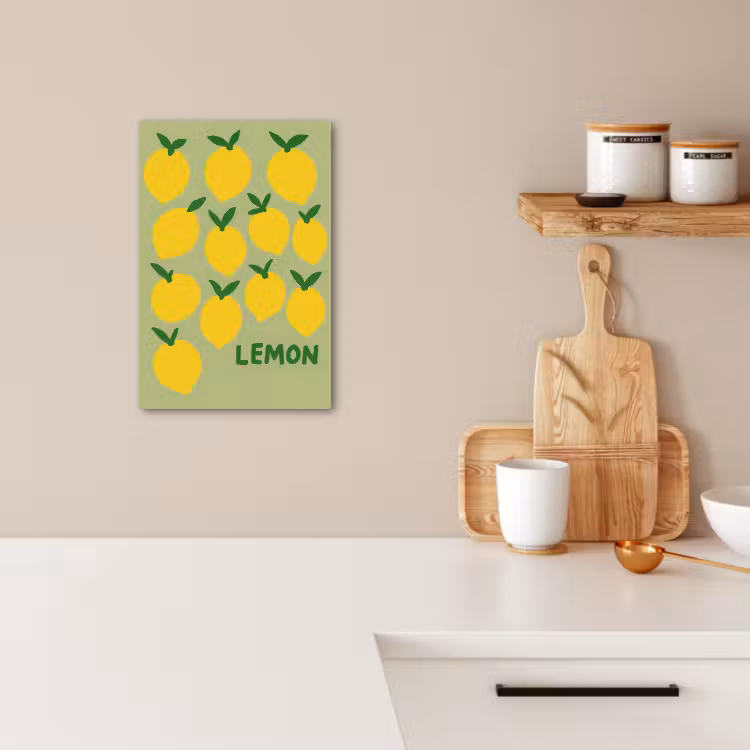 Tableau sur toile - Citrons - Feuilles - Jaune - Motif — 1